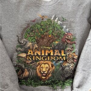 Disney Animal Kingdom Gray Sweatshirt with Colorful Wildlife